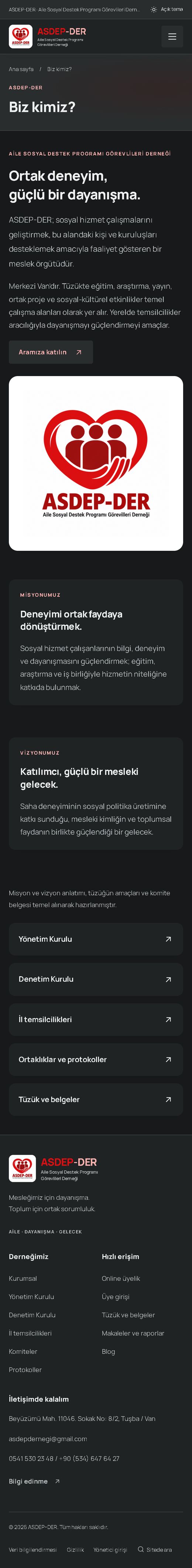 ASDEP-DER — Kurumsal mobil görünüm
